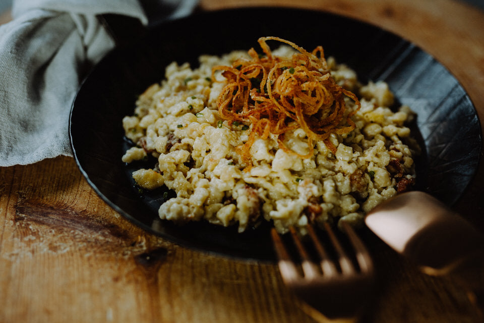 Käsespätzle mit Röstzwiebeln